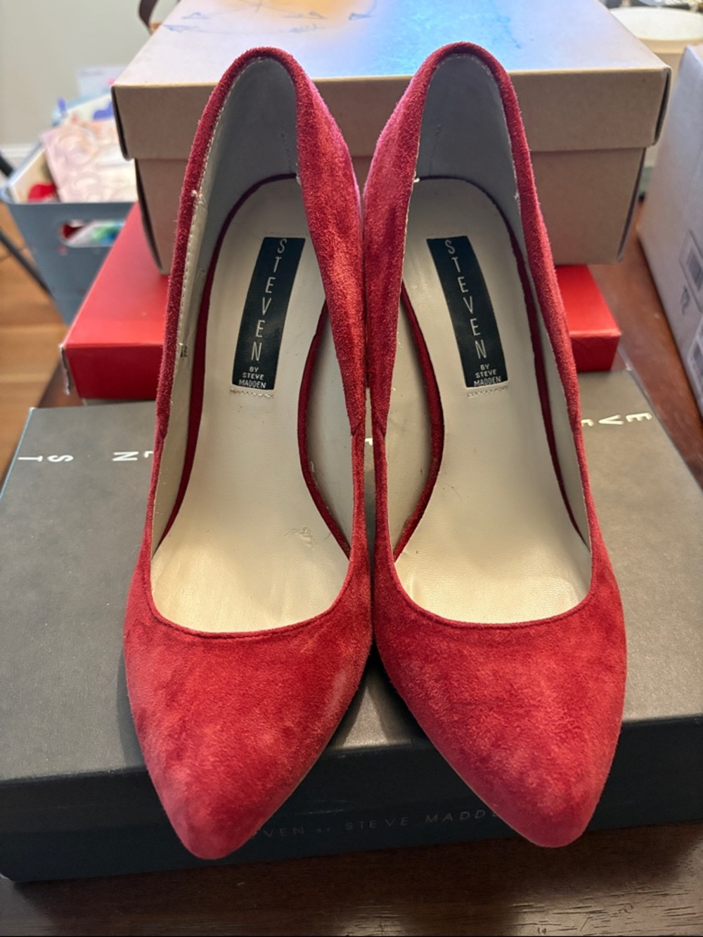 Steven By Steve Madden Burgundy Suede Pointed-Toe Pumps